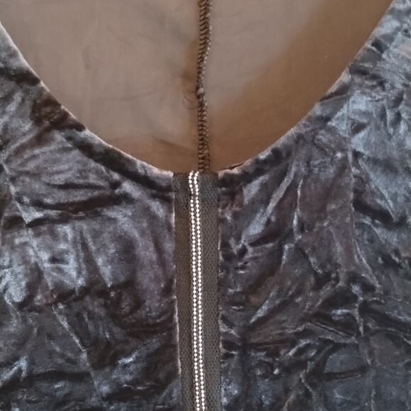 Rock & Republic NEW Dark Gray Crushed Velvet Beaded Detail Sleeveless Top L - Picture 4 of 13